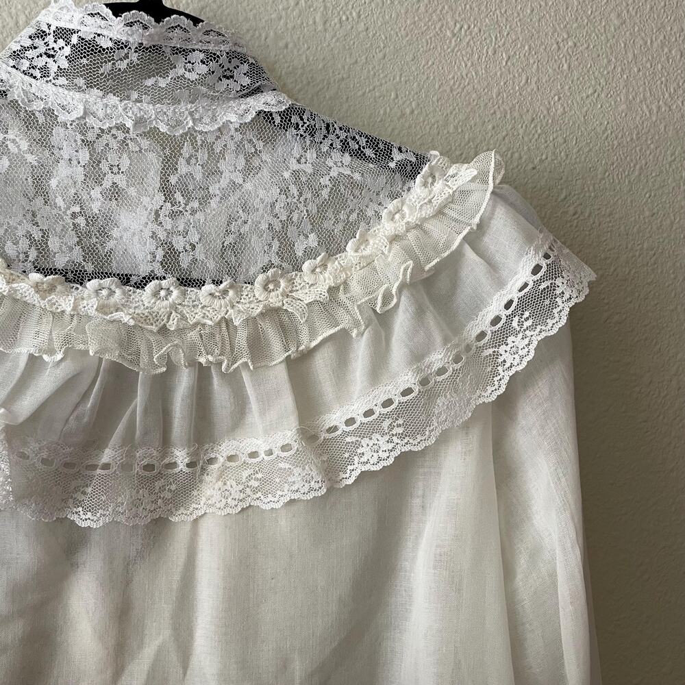 70s Gunne Sax Edwardian Lace Ruffle Blouse Victorian White Top 1970s size small - Picture 5 of 10